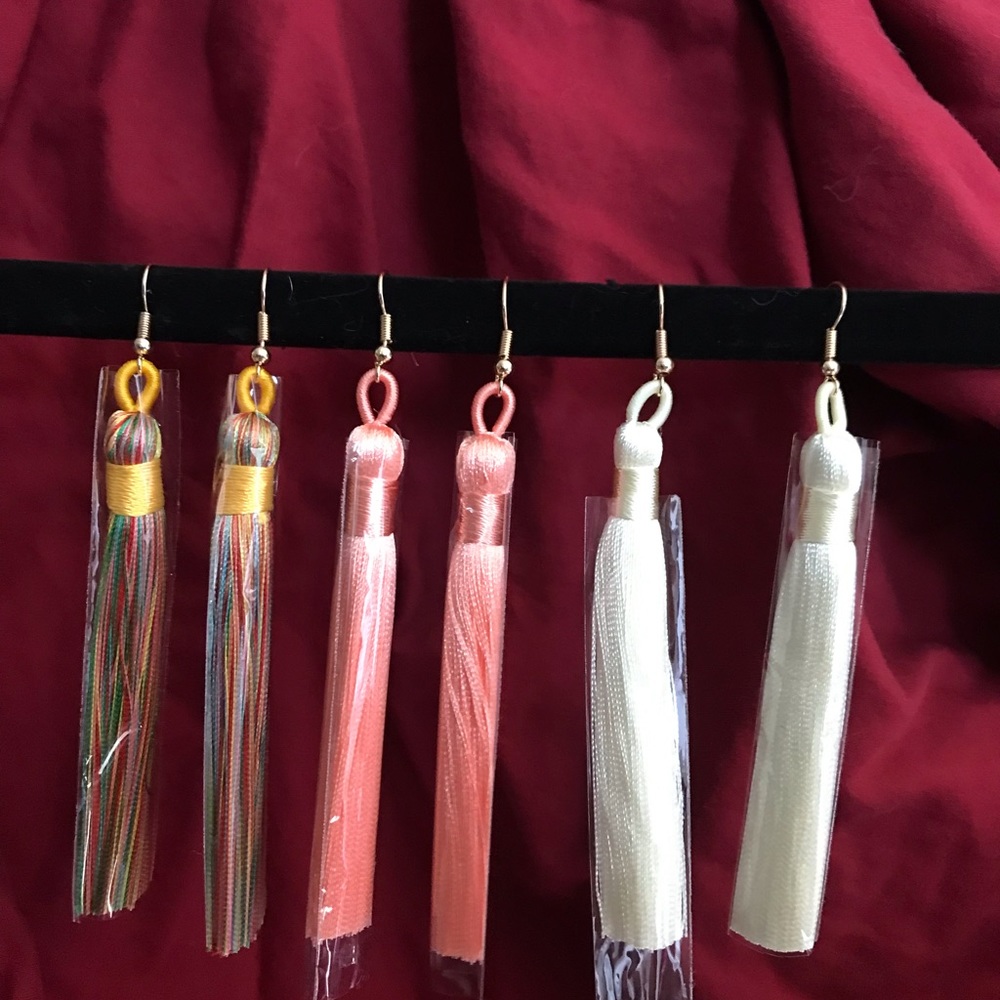 Three pair of tassel earrings